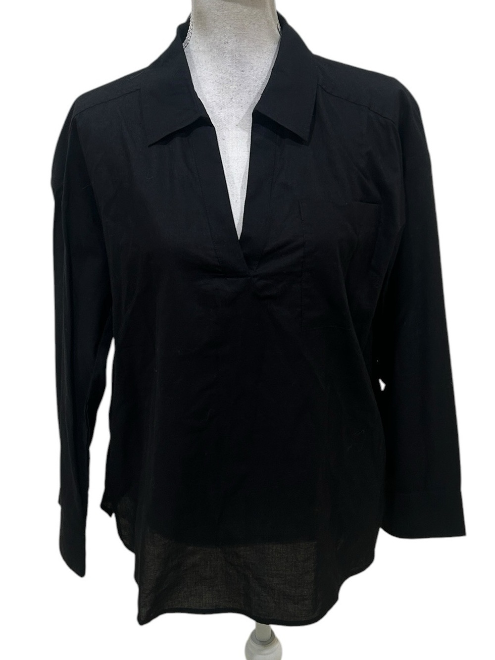 Modern Citizen Black split Neck Collar shirt 100% organic cotton size small